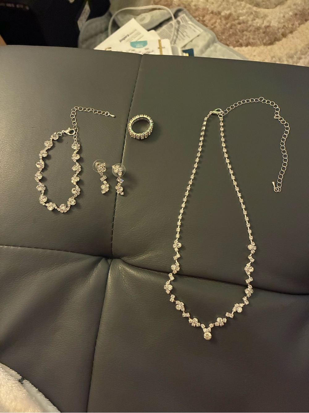 Silver-Tone Crystal Necklace & Bracelet Set - Women Jewelry